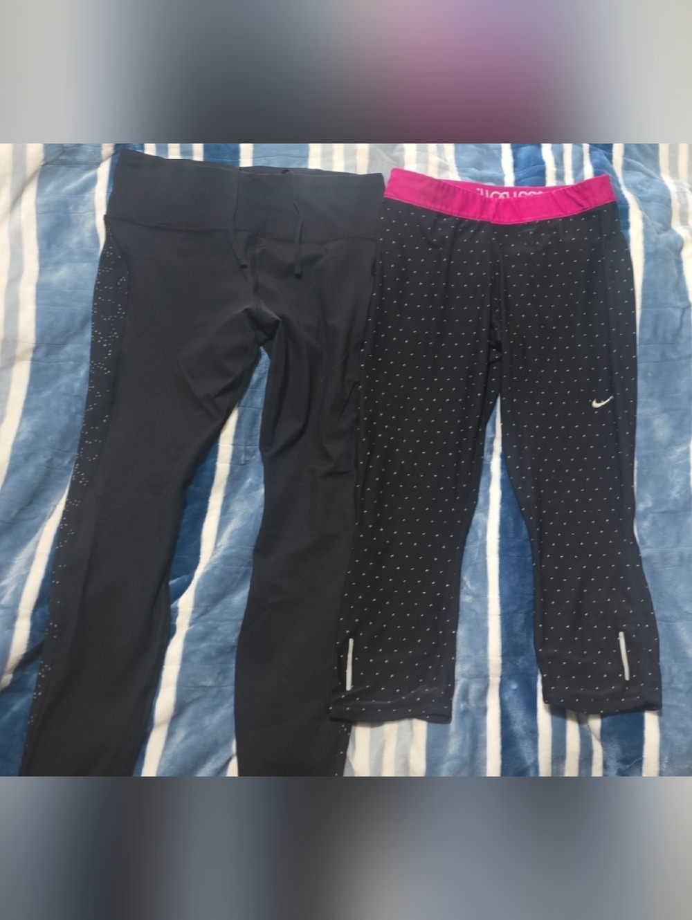 Nike Black Leggings And Nike Black W/pink Wasist Band